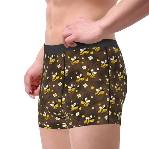 Flying Furry Honey Bees Mens Boxer Briefs Poly Spandex Boxer Briefs Underwear-4