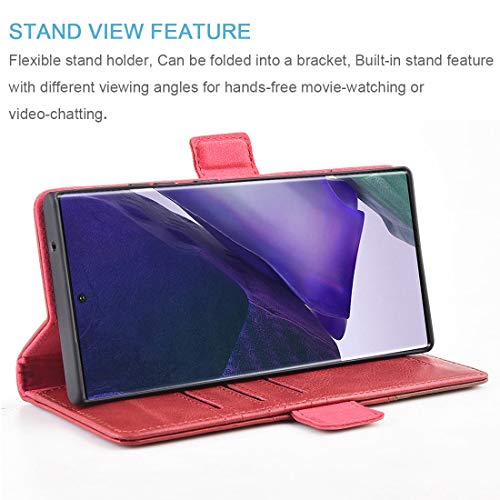 Image of KEZiHOME Note 20 Ultra Case, Genuine Leather [RFID Blocking] Galaxy Note 20 Ultra 5G Wallet Case Credit Card Slot Flip Magnetic Stand for Samsung Galaxy Note 20 Ultra 2020 (Red /Brown)