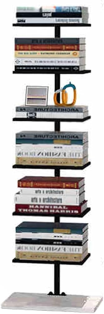 YNBSHGAA Metal Bookshelf Tower, Floor Standing Organizer, Multipurpose Display Storage Rack for Home Office, 5-Tier,Black-6 Layers