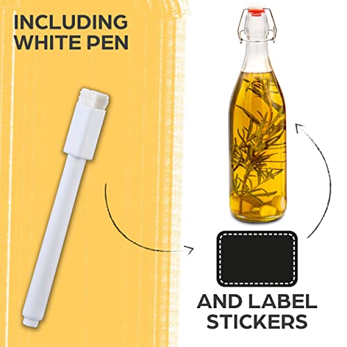 Praknu 6 glazen flessen met beugelsluiting, 1000 ml, 6 extra afdichtingen, 12 etiketten met pen - Image 7