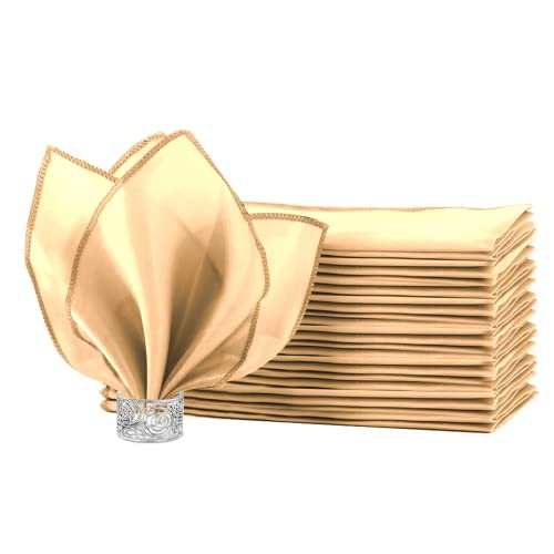 HEMEIREN Lot de 12 Serviettes en Tissu Couleur Champagne, Douces, durables, Confortables, réutilisables, idéales pour Les Serviettes de Mariage, Les Serviettes de Cocktail, Les Serviettes de Table Cover