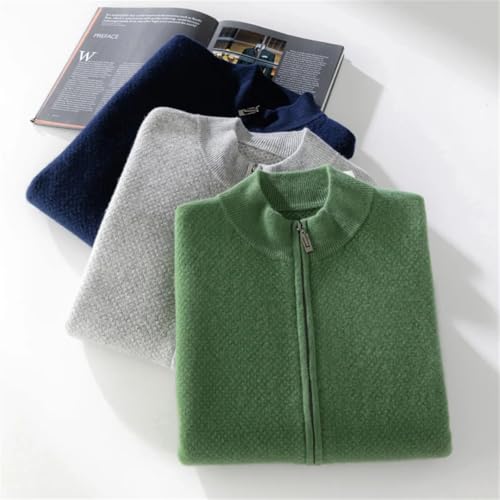 Men Thick Zipper Sweater Fall Winter Warm Sweaters Cardigan Crew Neck Cable Merino Wool Tops3