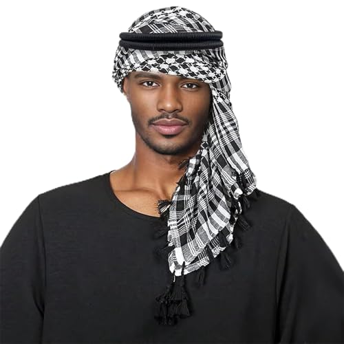 Image of PURFUN Men's Large Arab Shemagh Headscarf Muslim Headcover Shawl Keffiyeh Arabic Scarf