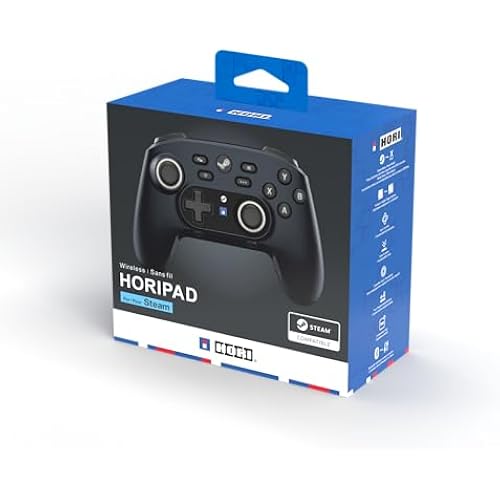 HORI Wireless HORIPAD for Steam (Midnight Black) - Pro Controller Designed for Steam