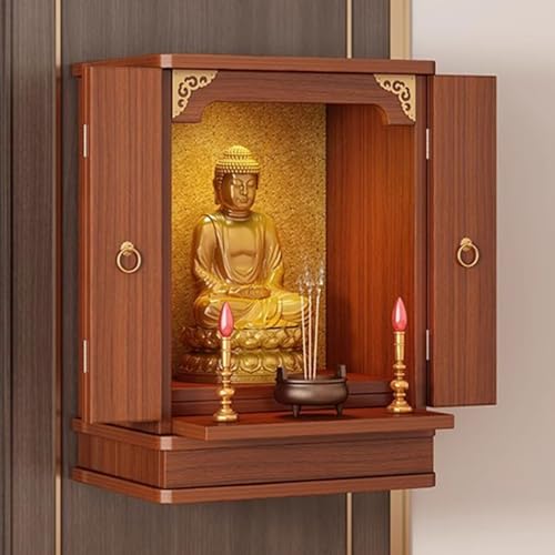 Mesa de altar montada en la pared, gabinete budista chino para meditación, soporte de exhibición Pooja para adoración y adivinación