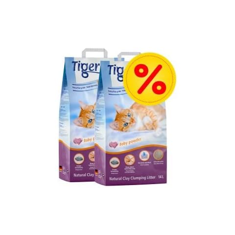 Tigerino Nuggies Cat Litter, Baby Powder Scent. 2 x 14 kg, Double Pack Cover