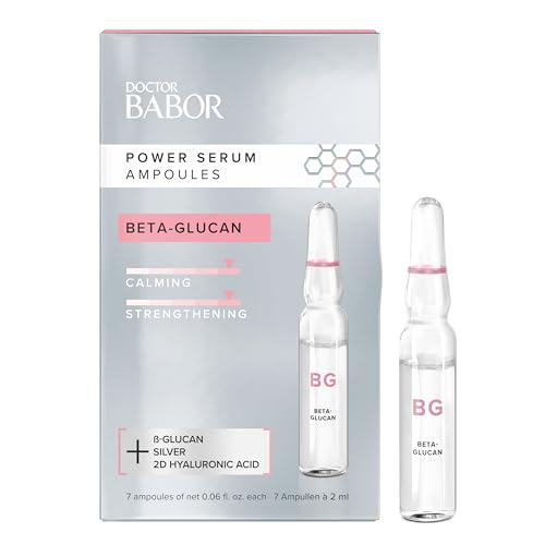 Babor Power Serum Beta-Glucan Ampollas faciales para calmar la piel con ácido hialurónico y beta-glucano, con fórmula vegana, en formato de 7 x 2 ml