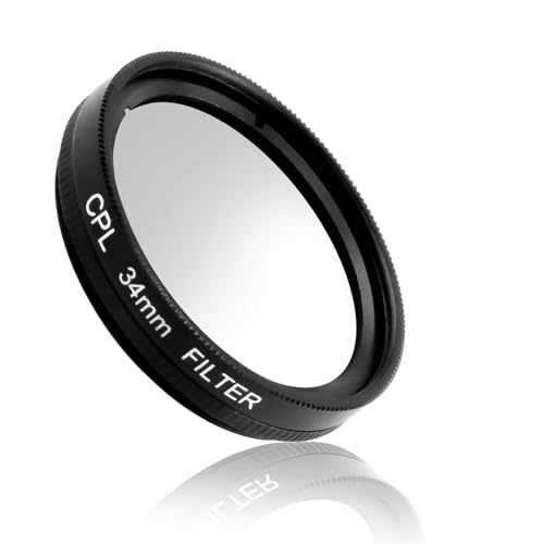 34MM Dash Cam CPL Filter, Anti-Glare Circular Polarizer Lens, Reduces Glare and Reflection, Enhances Colors and Contrast, Protective Lens Cover with HD Optical Glass, Protects from Dust