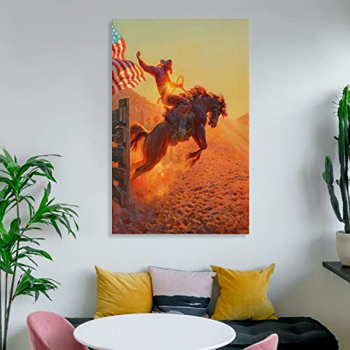 Mbu Western Cowboy In The Sunset Poster Decorative Painting Canvas Wall Art Living Room Posters Bedroom Painting 16X24Inch thumb #5