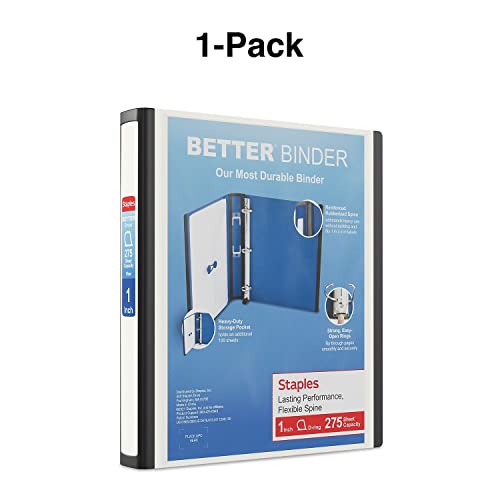 1" Staples Better View Binder With D-Rings, White #TOP6