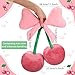Beeveer Bow Cherry Throw Pillow Aesthetic Cute Coquette Room Decor Funny Preppy Stuff Gifts for Teen Girl Bedroom Living Room Sofa Bed Chair Decoration(Pink,Small)