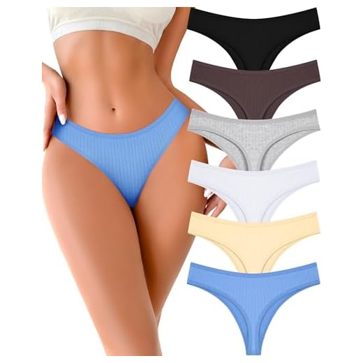 FINETOO Feminino Calcinha Fio Dental Feminina De Algodão, Macia, Cintura Baixa, Sexy, Roupa Íntima Feminina, Pacote Com 6 Unidades, Tamanho P-Xxxg