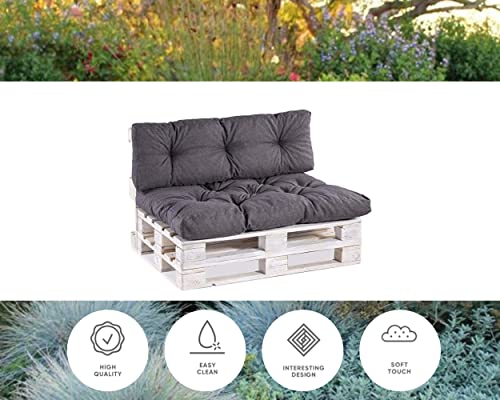 Gutekissen Palettenkissen, Gartensofakissen, Gesteppte Kissen gefüllt mit granuliertem Poulirette-Schaum, viele Farben und Größen PPI (Sitzkissen 120x80, gesteppt Anthrazit)