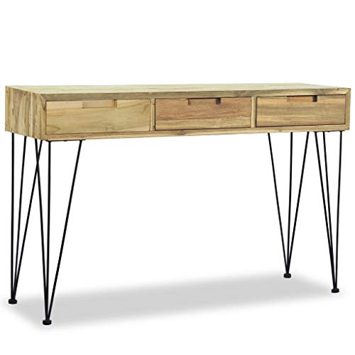 ZQQLVOO Mesa consola de 120 x 35 x 76 cm de teca maciza, mesa de consola, mesa de consola, mesa de pasillo, mesa de entrada, aparador, mesa auxiliar para entrada y pasillo