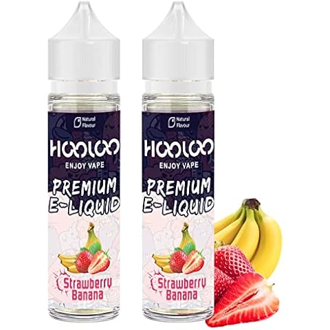 HOOLOO Vape Liquid No Nicotine, 2 Packs 60ml Multi Flavours Shortfill E Liquid for Vape E Cigarettes, E Juice for E Cig Vape Pod Starter Kits, Nicotine Free 0mg. (Strawberry Banana) Cover