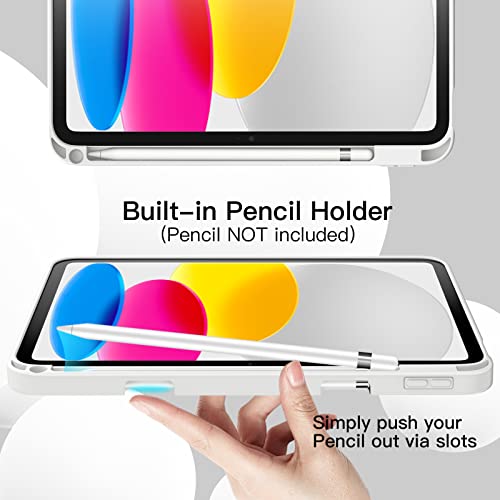 Image of JETech Cover Case for iPad (A16) 11th /10th Generation (2025 /2022) with Pencil Holder, Slim Tablet Cover with Soft TPU Back, Auto Wake /Sleep (White)