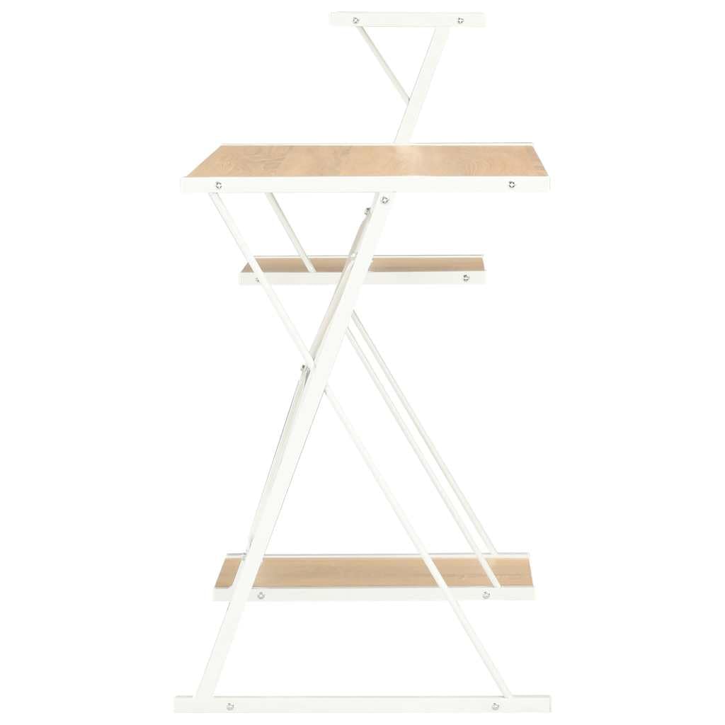 Scrivania Porta PC con Libreria Rovere e Bianco 116x50x93cm | Tavolo salvaspazio per camera e ufficio con scaffali integrati, telaio a X in metallo stabile e piano in PVC.