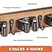 IMILLET Broom Holder Wall Mount, Rustic Wood Broom Hanger with 5 Racks and 4 Hooks, Laundry Room Organization and Storage, Mop Holder for Home Decor, Garden, Garage, Kitchen, Closet