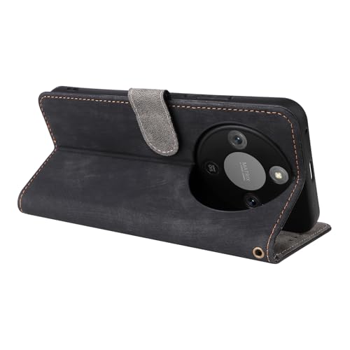 Étui Honor Magic8 Lite 5G en cuir noir chic avec blocage RFID