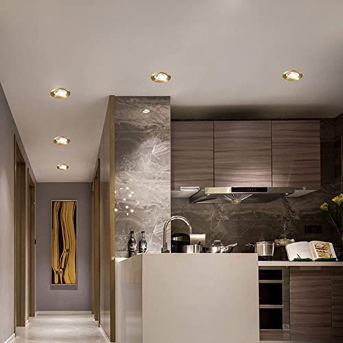 Cctung 3000K, 4000K, 6000K Dimmable Led Recessed Ceiling Light Gold Brushed Brass Baffle Trim Recessed Light, Recessed Can Light #TOP3