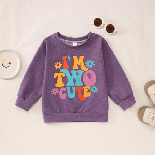 I'm Two Cute Sweatshirt for Girls 2nd Birthday Outfit for Toddler Girl 2 Year Old Birthday Party Long Sleeve Shirts4