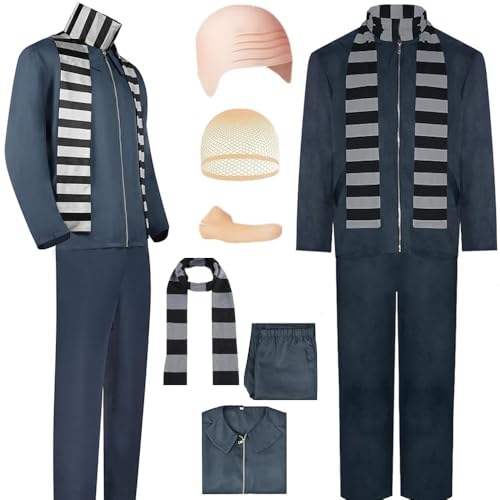 Men Costume Outfit Uniform Men Coat Pants Full Set Halloween (Black Medium)