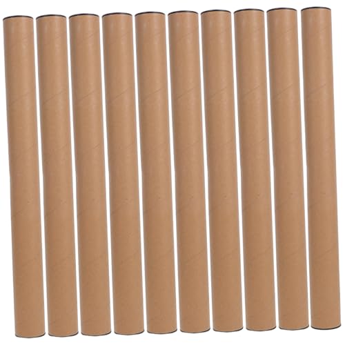 Cabilock 40x4cm Kraft Paper Mail Tubes 10 Pcs Secure Caps Document Tube Artwork Storage Poster Mailing
