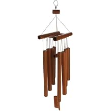 Hand-Crafted Bamboo Tubes Wind Chimes Hollow Tuned Music Natural Bamboo Wind Chime with a Ladder on Top for Indoor and Outdoor gardening
