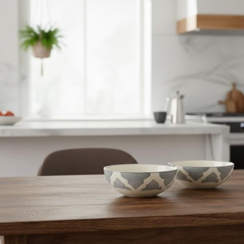 Image of Decorative Ceramic Bowl for Snacks, Dips & Condiments Festive Kitchen Tableware Lightweight, Stackable, and Easy to Clean - Great for Family Meals and Quick Serving Dining (Grey, Set of 6)