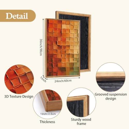 Image of CHDITB 3D Textured Gradient Block Wall Art, Modern Geometric Abstract Decor
