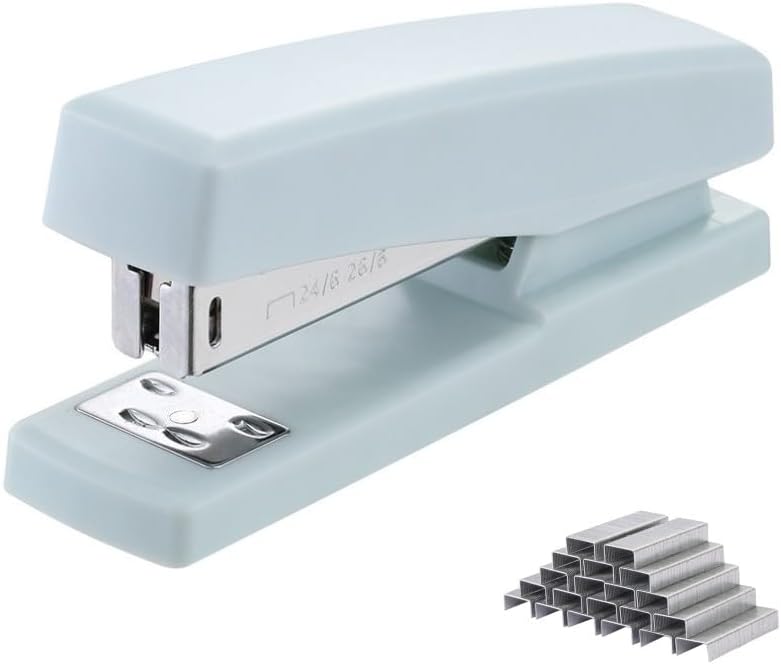Engrapadora blanca, engrapadoras de escritorio con 1000 grapas, engrapadora de oficina, capacidad de 25 hojas (blanco)