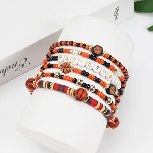 Football Baseball Soccer Beaded Bracelets for Women Stackable Game Day Sports Theme Bracelet4