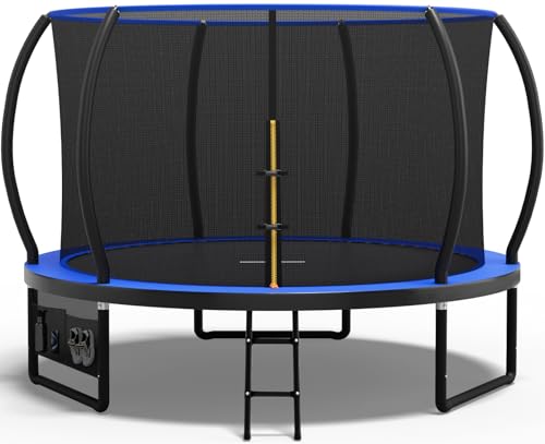 Devoko Trampoline Extérieur Ø 228/305/366/427 cm, Certifié GS, pour Enfants, avec Filet de Sécurité, Couverture de Protection, Design Citrouille,...