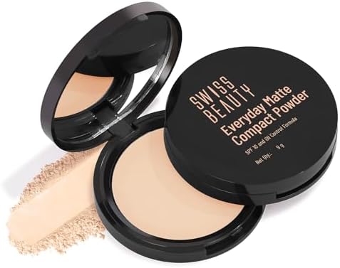 SWISS BEAUTY All Everyday Matte Compact with SPF 10 | Oil-Control Formula | Blurs Pores | Soft-Focus Finish | Enriched with Vitamin E | Shade- 04 Honey, 9g