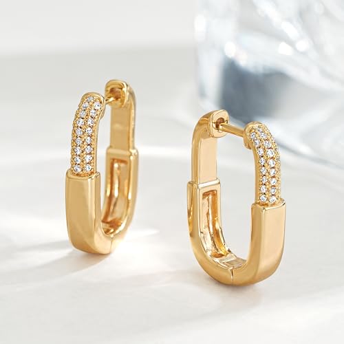 FETTERO Hoop Earrings for Women, 14K Gold Plated Lightweight Huggie Leaf Snake Bar Gold Hoops, Hypoallergenic Gold Earrings for Women Ear Piercing Jewelry