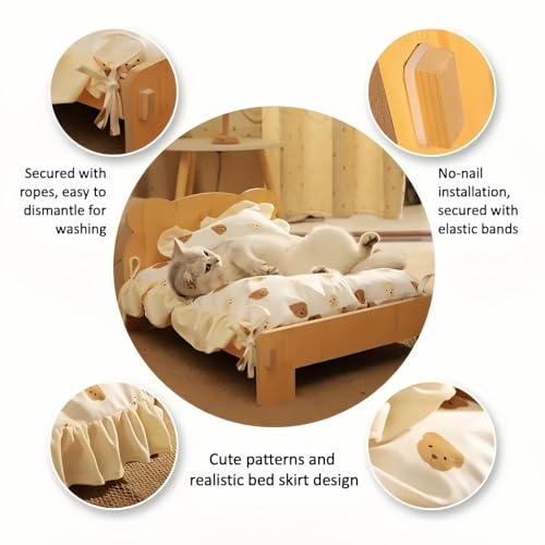 Cat Bed with Quilt - Wooden Indoor Pet Bed for Cats, Dogs, Rabbits, Kittens and Small Animals - 20.4 x 15.3 Inch - Image 3