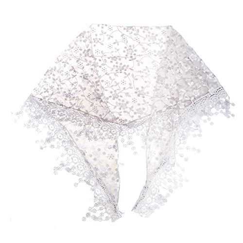 Women Lace Sheer Floral for Triangle Veil Mantilla Scarf Shawl Wrap Tasse CF4