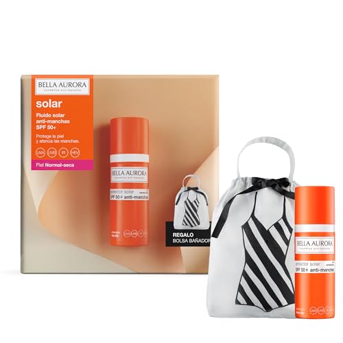 BELLA AURORA - Pack Protector Solar SPF 50+ 50 ml + Bolsa de Regalo, para Piel Normal-Seca, Crema Solar Facial Antimanchas, Crema Protectora Solar, Bloqueador Solar, Absorción Rápida, Calma la Piel
