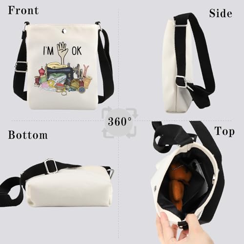 Image of GJTIM Quilting Themed Gift Sewing Gift Sewing Storage Bag Stitching Makeup Bag For Quilters Seamstress Tailors Sewing Lovers (OK Sewing CB)