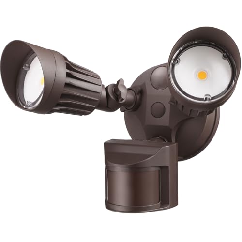 LEONLITE COB LED Security Light, Motion Sensor Outdoor Lights, Dusk to Dawn, 100-277V, ETL Listed, Adjustable Heads, Motion Detector Flood Light, Aluminum, IP65 Waterproof, 5000K Daylight, Bronze