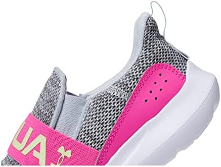 Under Armour Girls Pre School Surge 3 Slip On Running Shoe, (100) Halo Gray/Rebel Pink/Fade, 12 Little Kid | Image 4