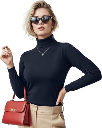NY Threads Women's Turtleneck Long Sleeve Shirt Slim Fit Thermal ...