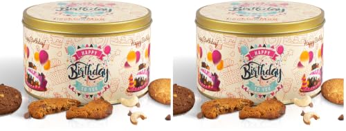 Image of CookieMan Happy Birthday Cookies Gift Pack - 300g | Assorted Biscuit in 5 Flavors: Choco Chip, Double Choco Chip, Butter Cashew, Black Currant & Mocha | Perfect For Special Occasion Gifting