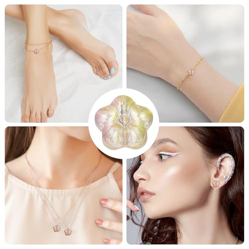 Cuentas de flores de cristal con perforación limpia para armar pulseras sin enredos 6