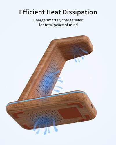 Image of JoyGeek 3 in 1 Charging Station for Apple Devices, Wireless Charger Stand for iPhone 17 /16 /15 /14 /13 /12 /11 /SE /X Pro Max Plus - Apple Watch 11 /10 /9 /Ultra 2 /8 /SE /7 /6 /5 - AirPods Pro 2 /3 /2