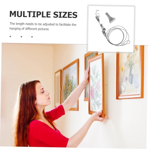 Image of OSALADI 2set Adjustable Picture Hanging Kit Wire Hooks for Frames Mirrors Decorative Items Wall Mounting Hardware for Home Decor