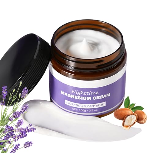 Magnesium Creme zum Schlafen, Magnesium Sleep Cream für Schlafen & Beruhigung, Magnesiumcreme zur Beruhigung bei Beinkrämpfen, Magnesium Nacht mit Lavendelöl, Muskelverspannungen lösen, Haut beruhigen