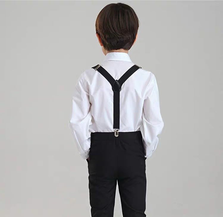 Kids Suspenders Set for Boys Girls Toddlers Adjustable Elastic Belts with Bowtie Clips 2-10Y4