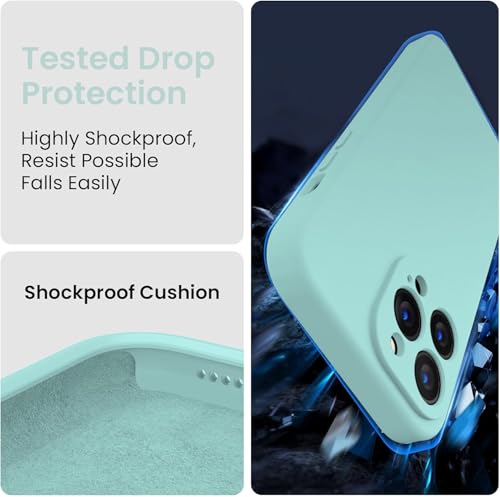 Image of DIZORO Compatible for iPhone 15 PRO Camera Protection Case 6.1, Slim Liquid Silicone 3 Layers Full Covered Soft Gel Rubber Phone Case Protective Cover 6.1 Inch - Mint Green.