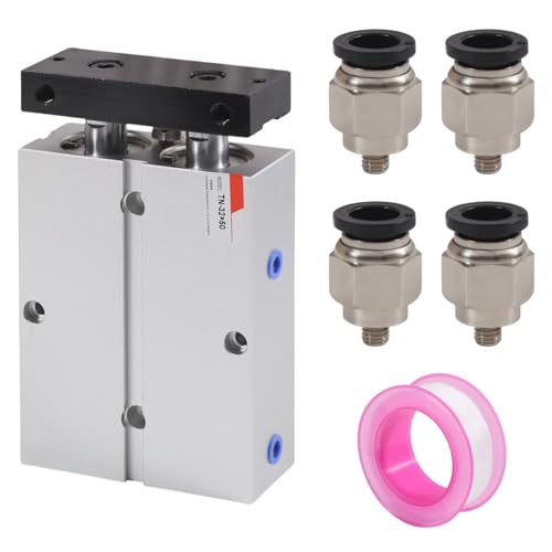 beinkmake Double Rod Aluminum Pneumatic Air Cylinder 32mm Bore 50mm Stroke Screwed Piston Air Cylinder for Automation Carpenter